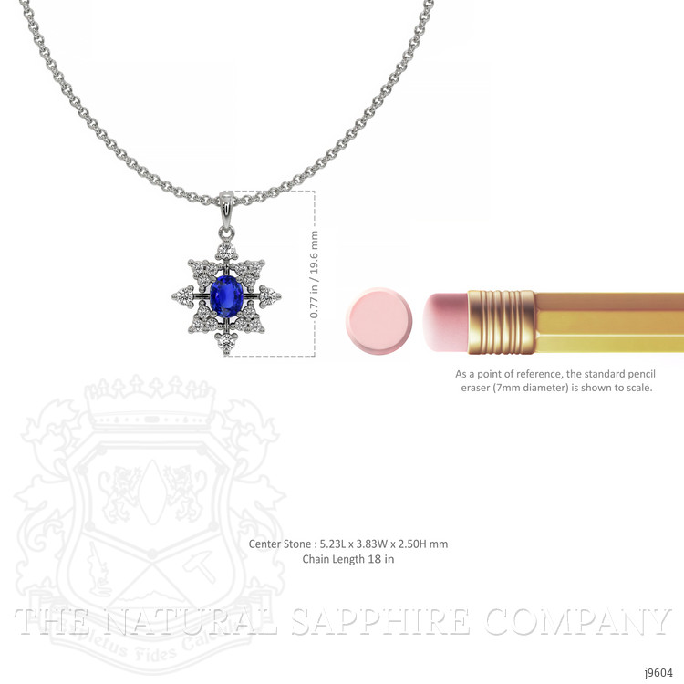 0.43 Ct. Blue Sapphire and Natural Diamond Accent Stones Pendant, 18K White Gold