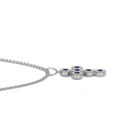 0.34 Ct. Blue Sapphire and Natural Diamond Religious Pendant, 18K White Gold Image
