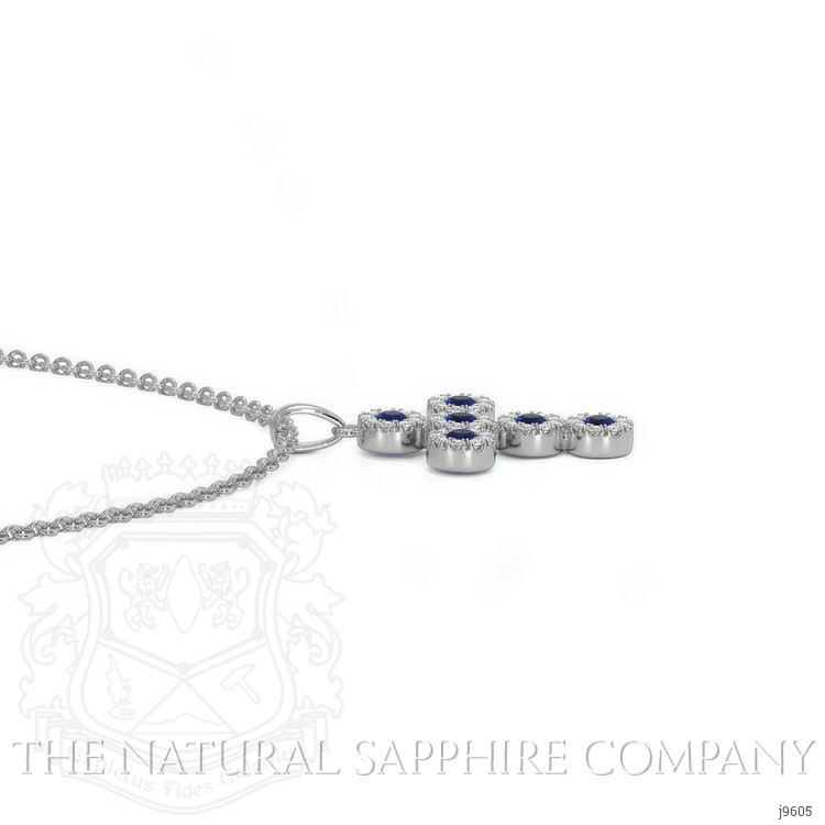 0.34 Ct. Blue Sapphire and Natural Diamond Religious Pendant, 18K White Gold