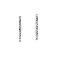 0.44 Ct.Tw. Ruby Natural Diamond Hoops Earrings, 18K White Gold Image