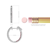 0.44 Ct.Tw. Ruby Natural Diamond Hoops Earrings, 18K White Gold Image