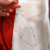 1.59 Ct. Ruby Bezel Necklace, 14K White Gold Image