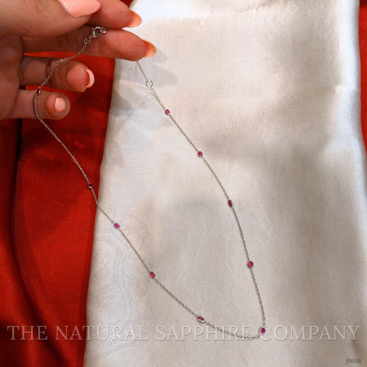 1.59 Ct. Ruby Bezel Necklace, 14K White Gold