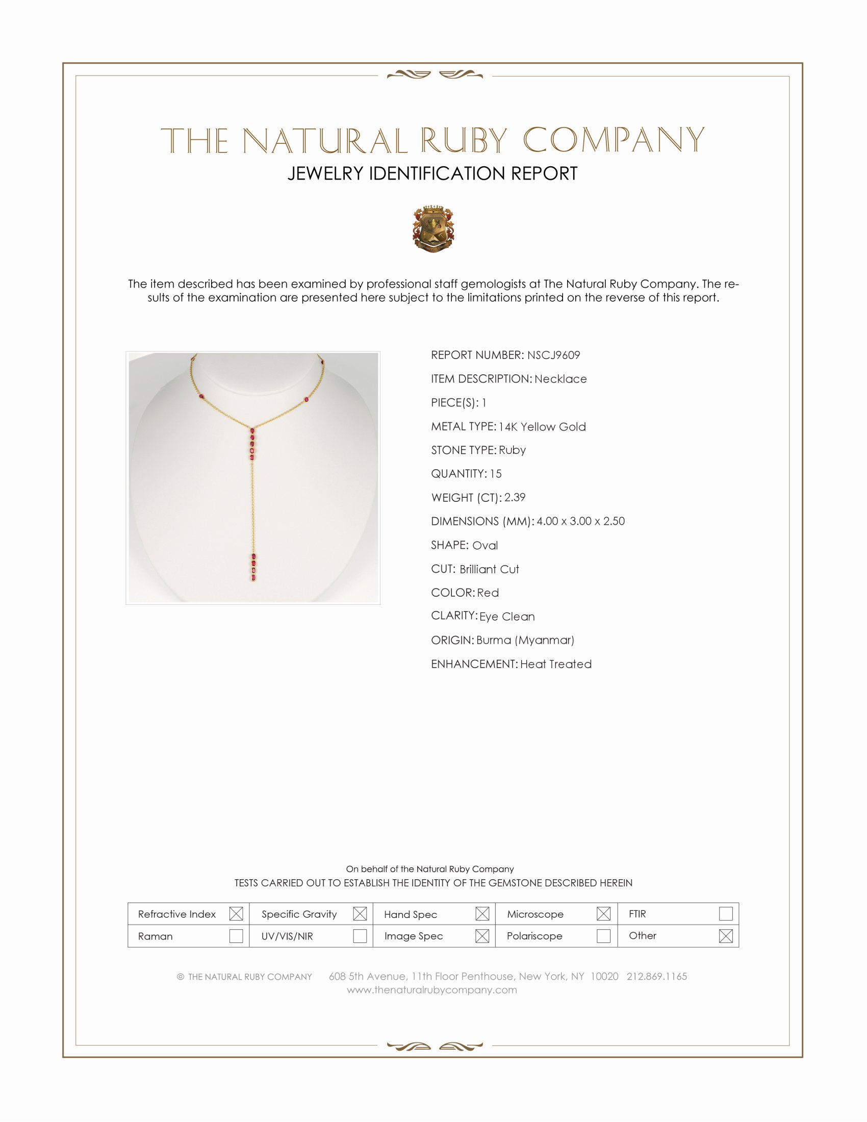 2.39 Ct. Ruby Accent Stones Necklace, 14K Yellow Gold