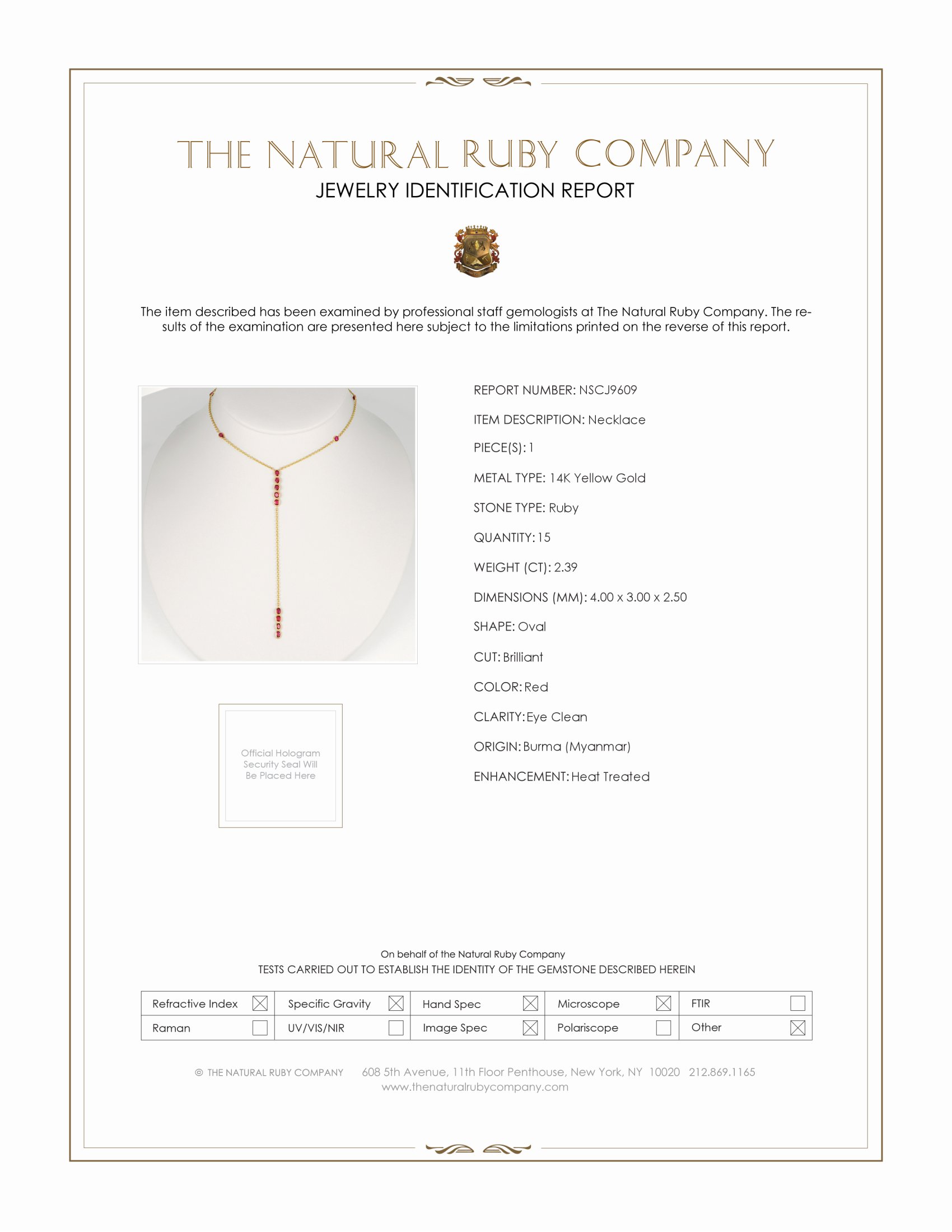 2.39 Ct. Ruby Accent Stones Necklace, 14K Yellow Gold