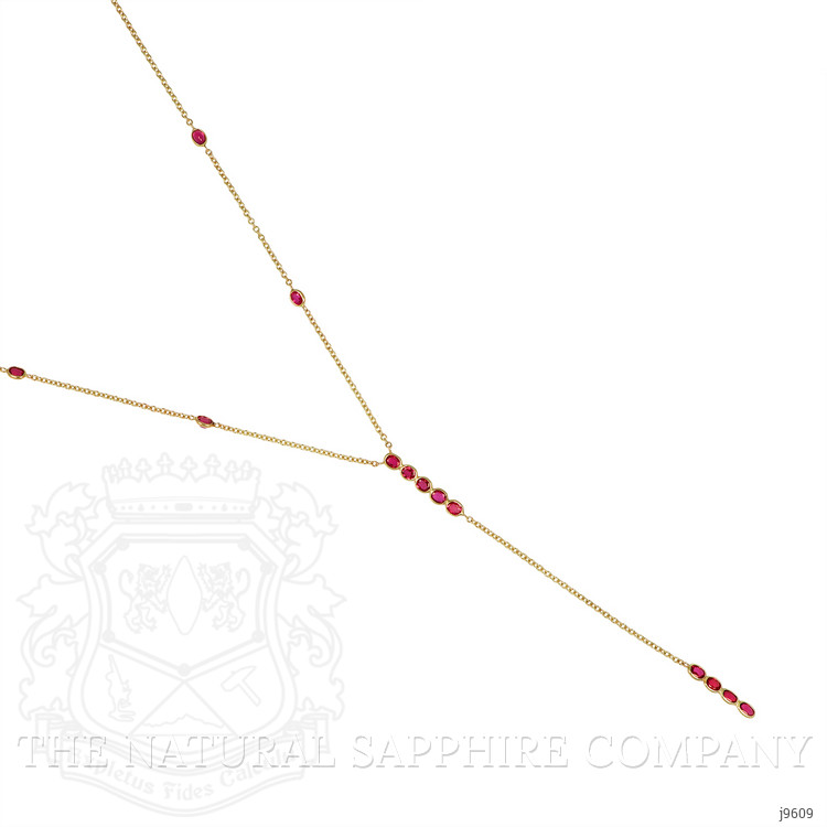 2.39 Ct. Ruby Accent Stones Necklace, 14K Yellow Gold