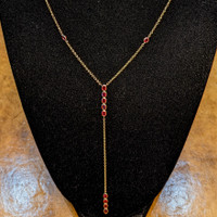 2.39 Ct. Ruby Accent Stones Necklace, 14K Yellow Gold Life Style