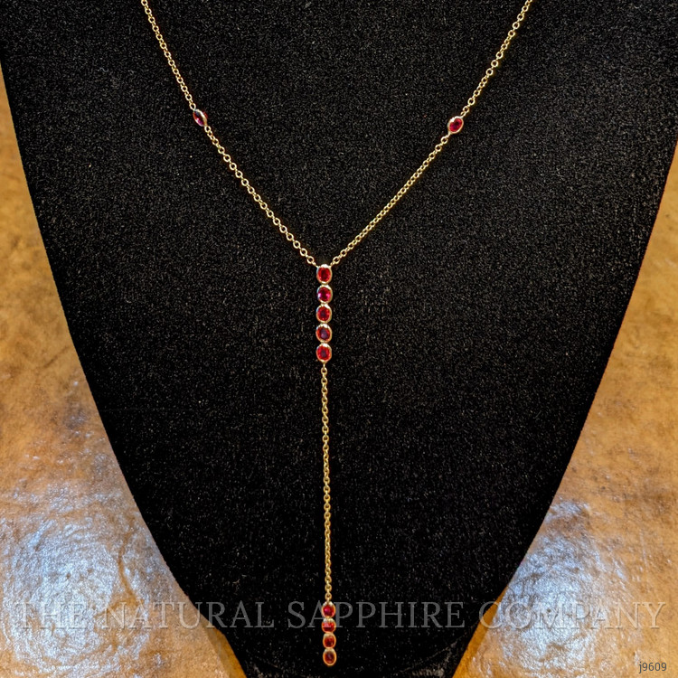 2.39 Ct. Ruby Accent Stones Necklace, 14K Yellow Gold