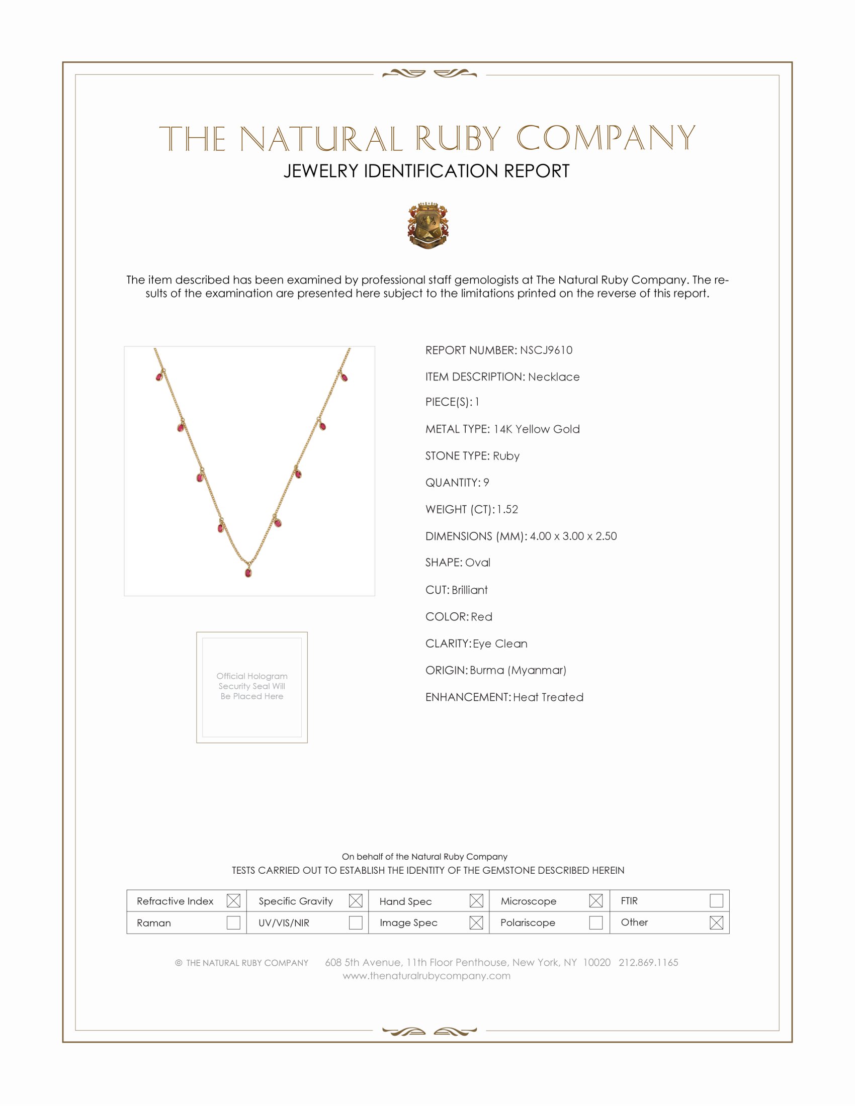 1.52 Ct. Ruby Bezel Necklace, 14K Yellow Gold