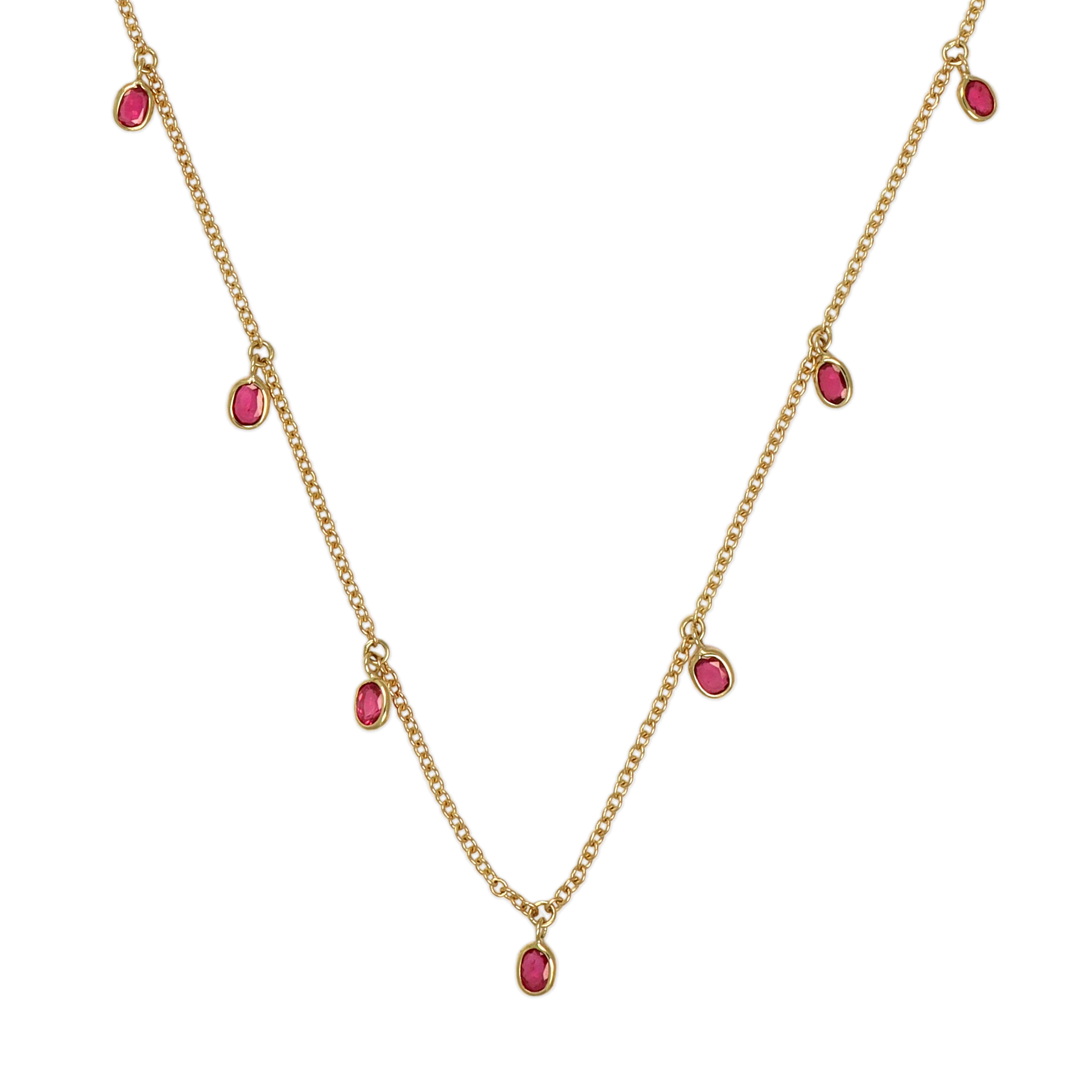 Ruby Bezel Necklace - Oval 1.52 Ct. - 14K Yellow Gold #J9610 | The