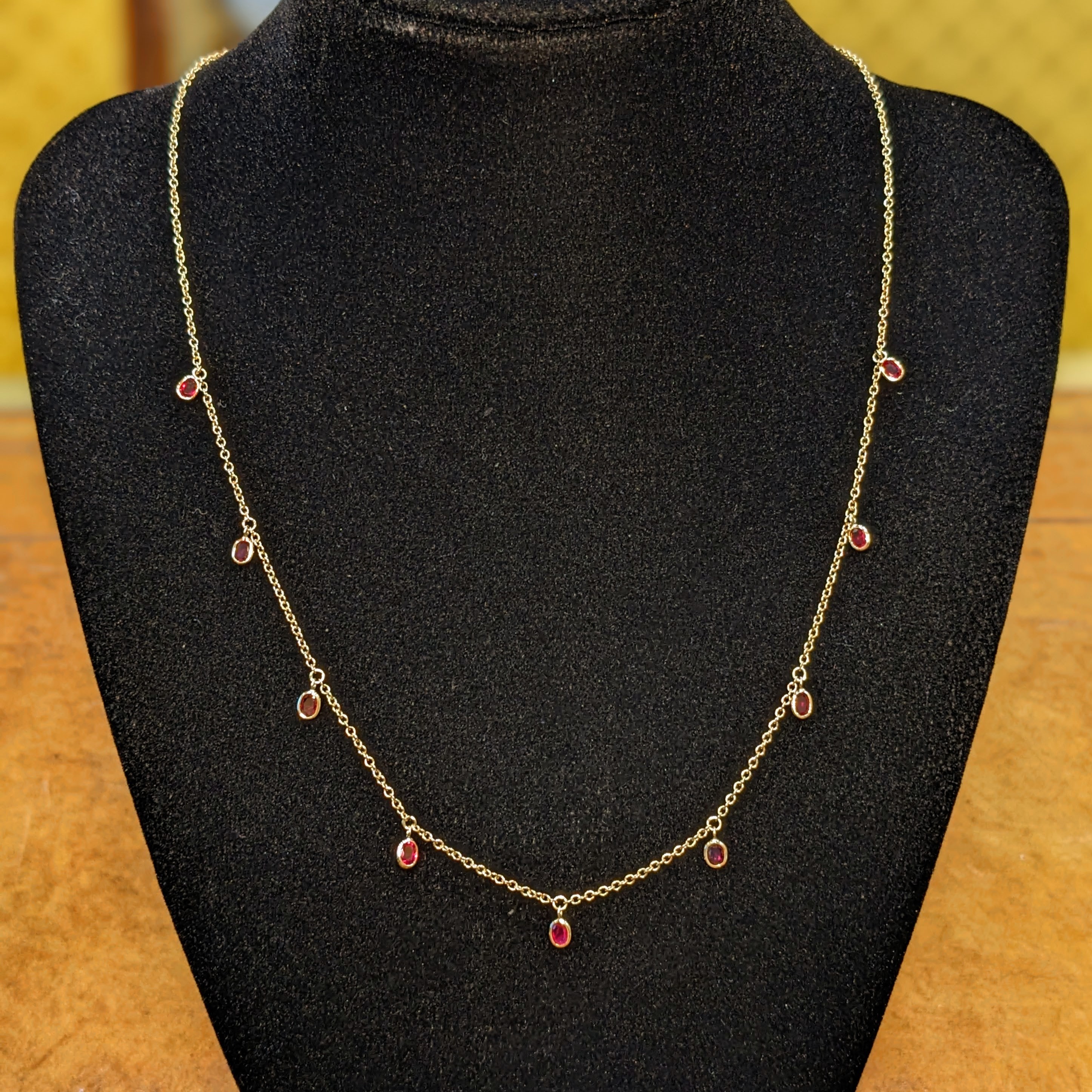 Ruby Bezel Necklace - Oval 1.52 Ct. - 14K Yellow Gold #J9610 | The