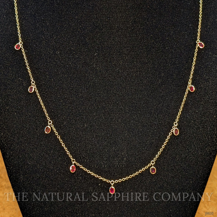 1.52 Ct. Ruby Bezel Necklace, 14K Yellow Gold