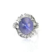 9.30 Ct. Bluish Purple Sapphire and Natural Diamond Antique Style Ring, Platinum 950 Video
