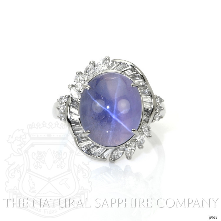 9.30 Ct. Bluish Purple Sapphire and Natural Diamond Antique Style Ring, Platinum 950