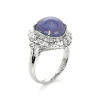 9.30 Ct. Bluish Purple Sapphire and Natural Diamond Antique Style Ring, Platinum 950 Image
