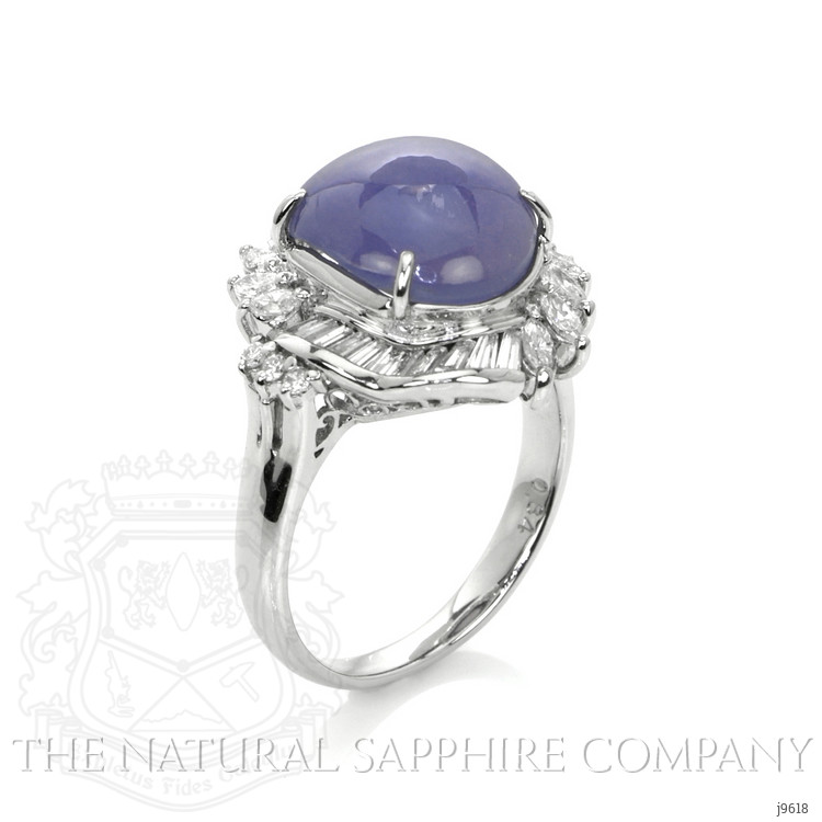 9.30 Ct. Bluish Purple Sapphire and Natural Diamond Antique Style Ring, Platinum 950
