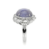 9.30 Ct. Bluish Purple Sapphire and Natural Diamond Antique Style Ring, Platinum 950 Image