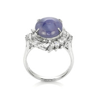 9.30 Ct. Bluish Purple Sapphire and Natural Diamond Antique Style Ring, Platinum 950 Image