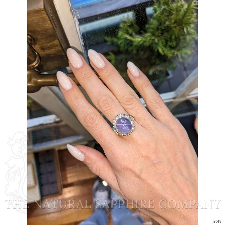 9.30 Ct. Bluish Purple Sapphire and Natural Diamond Antique Style Ring, Platinum 950