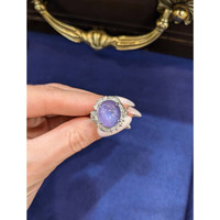 9.30 Ct. Bluish Purple Sapphire and Natural Diamond Antique Style Ring, Platinum 950 Life Style