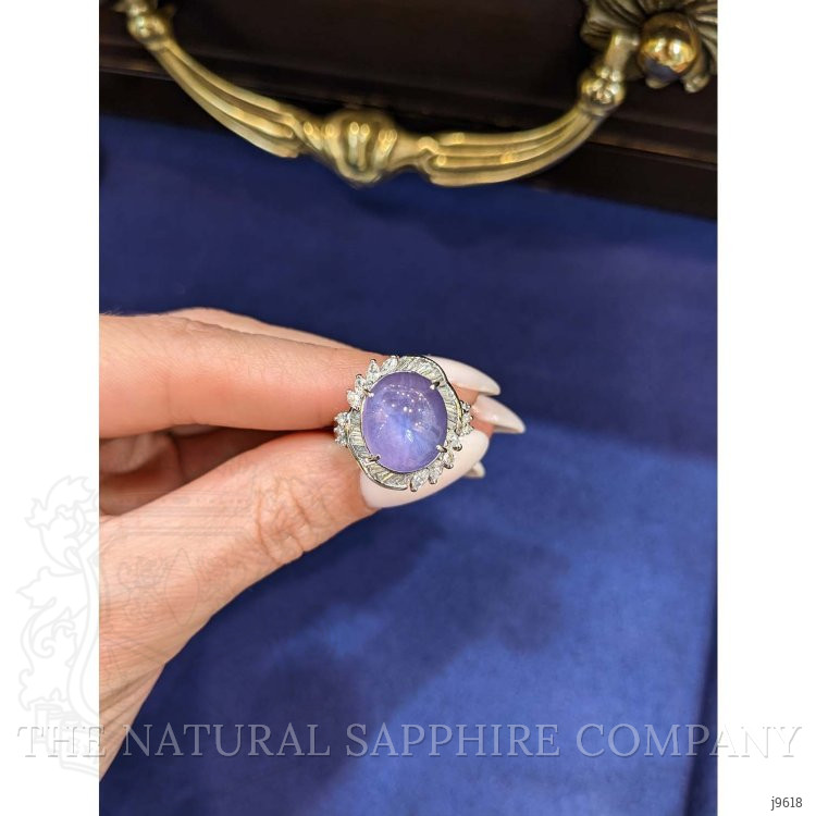 9.30 Ct. Bluish Purple Sapphire and Natural Diamond Antique Style Ring, Platinum 950