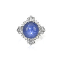 9.37 Ct. Blue Sapphire and Natural Diamond Antique Style Ring, Platinum 950 Video