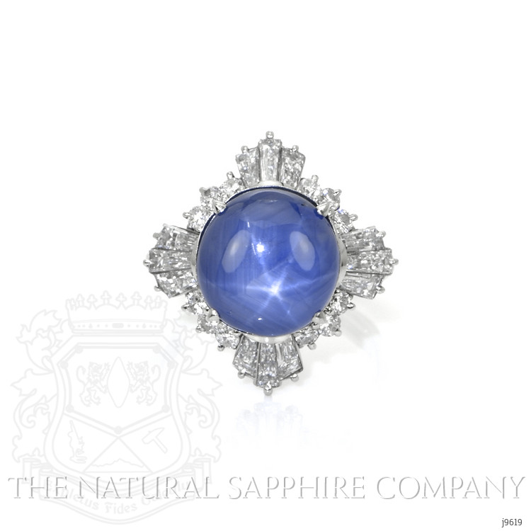 9.37 Ct. Blue Sapphire and Natural Diamond Antique Style Ring, Platinum 950