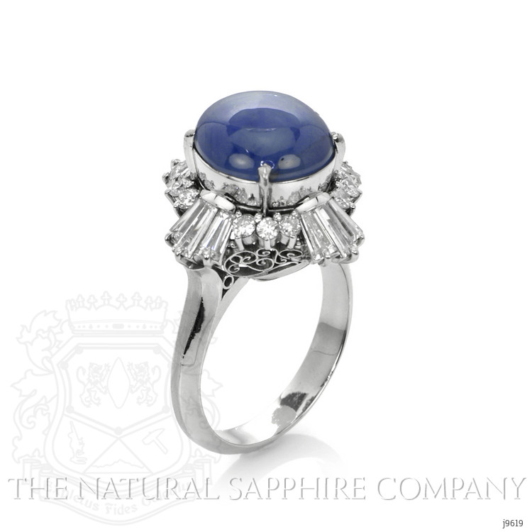 9.37 Ct. Blue Sapphire and Natural Diamond Antique Style Ring, Platinum 950