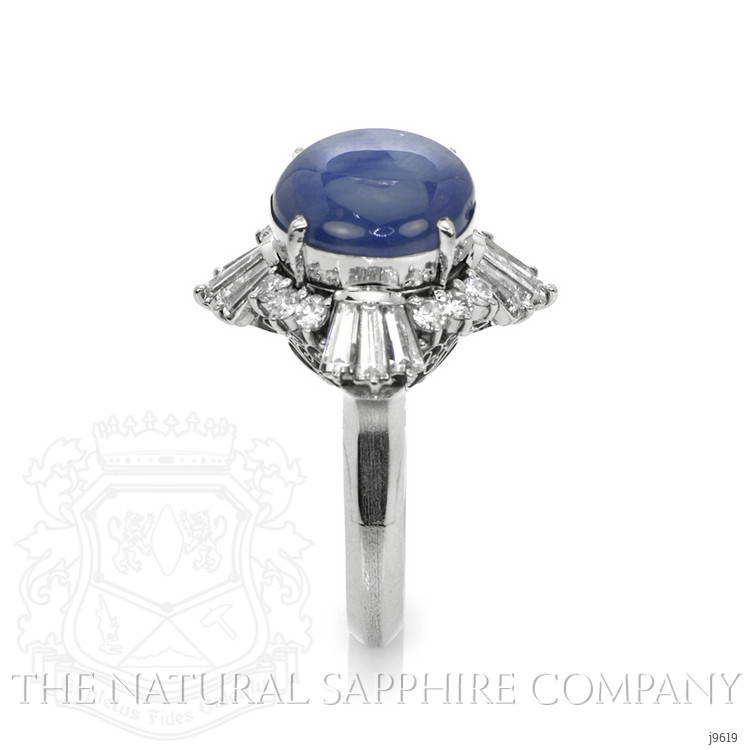 9.37 Ct. Blue Sapphire and Natural Diamond Antique Style Ring, Platinum 950
