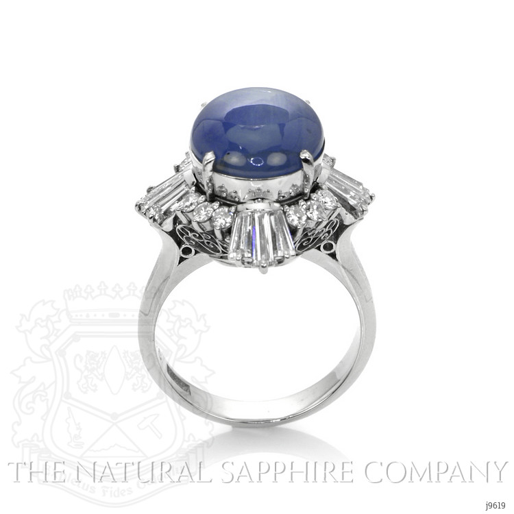 9.37 Ct. Blue Sapphire and Natural Diamond Antique Style Ring, Platinum 950