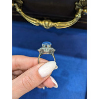9.37 Ct. Blue Sapphire and Natural Diamond Antique Style Ring, Platinum 950 Life Style