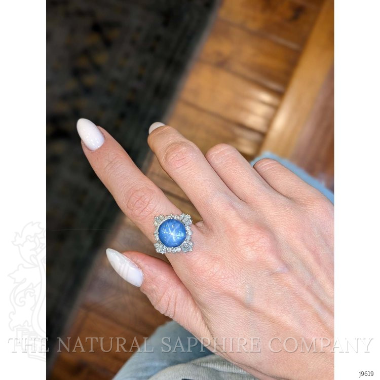 9.37 Ct. Blue Sapphire and Natural Diamond Antique Style Ring, Platinum 950