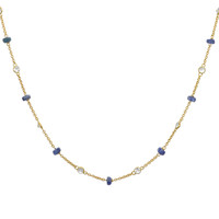 7.10 Ct. Blue Sapphire and White Topaz Accent Stones Necklace, 18K Yellow Gold Video