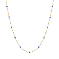 7.10 Ct. Blue Sapphire and White Topaz Accent Stones Necklace, 18K Yellow Gold Image