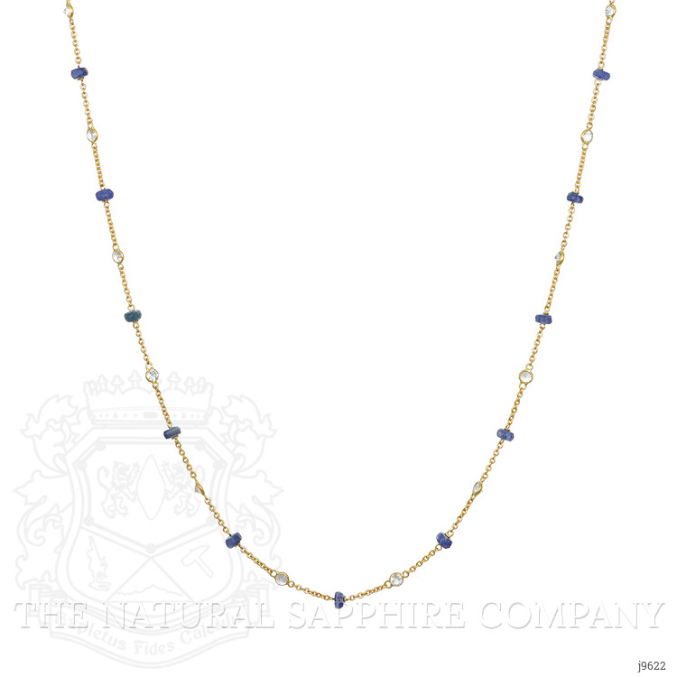 7.10 Ct. Blue Sapphire and White Topaz Accent Stones Necklace, 18K Yellow Gold