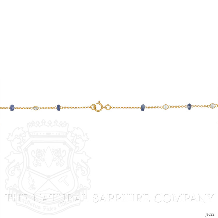 7.10 Ct. Blue Sapphire and White Topaz Accent Stones Necklace, 18K Yellow Gold