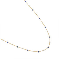 7.10 Ct. Blue Sapphire and White Topaz Accent Stones Necklace, 18K Yellow Gold Image
