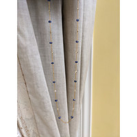 7.10 Ct. Blue Sapphire and White Topaz Accent Stones Necklace, 18K Yellow Gold Life Style