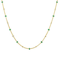 2.66 Ct. Emerald Topaz Accent Stones Necklace, 18K Yellow Gold Video