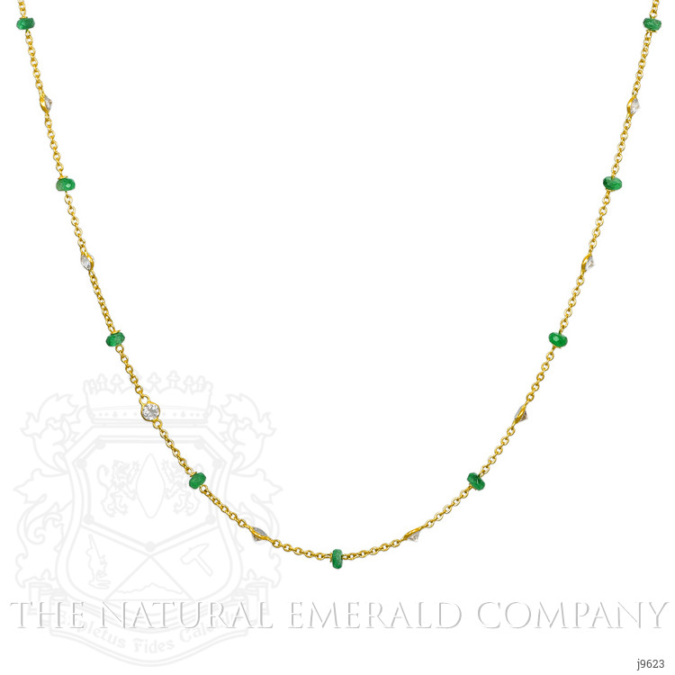 2.66 Ct. Emerald Topaz Accent Stones Necklace, 18K Yellow Gold