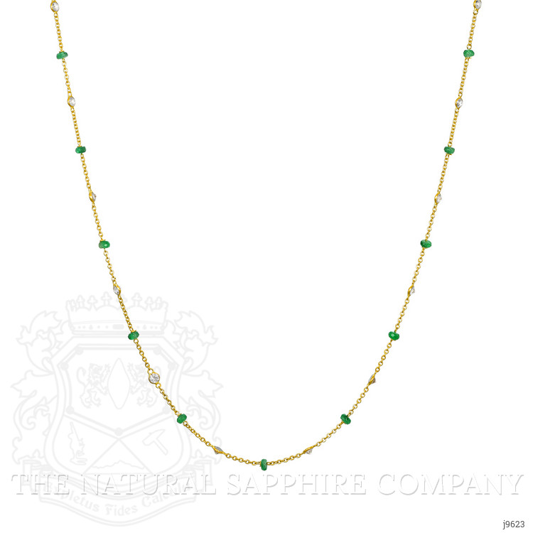 2.66 Ct. Emerald Topaz Accent Stones Necklace, 18K Yellow Gold