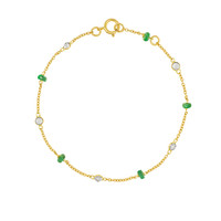1.26 Ct.Tw.Total Carat Weight Emerald Topaz Accent Stones Bracelet, 18K Yellow Gold Video