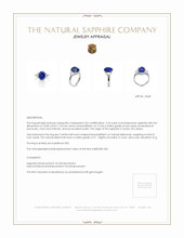 5.63 Ct. Blue Sapphire and Natural Diamond Three Stone Ring, Platinum 950 Appraisal