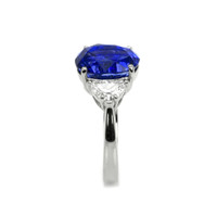 5.63 Ct. Blue Sapphire and Natural Diamond Three Stone Ring, Platinum 950 Image