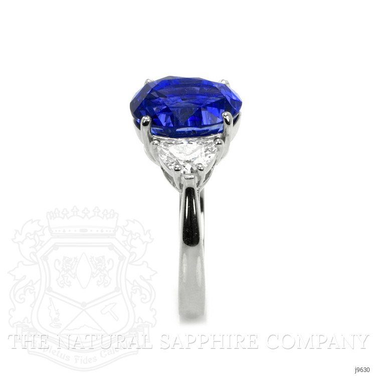 5.63 Ct. Blue Sapphire and Natural Diamond Three Stone Ring, Platinum 950