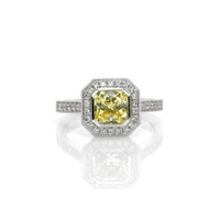 1.56 Ct. Yellow Sapphire and Natural Diamond Pave Ring, Platinum 950 Video