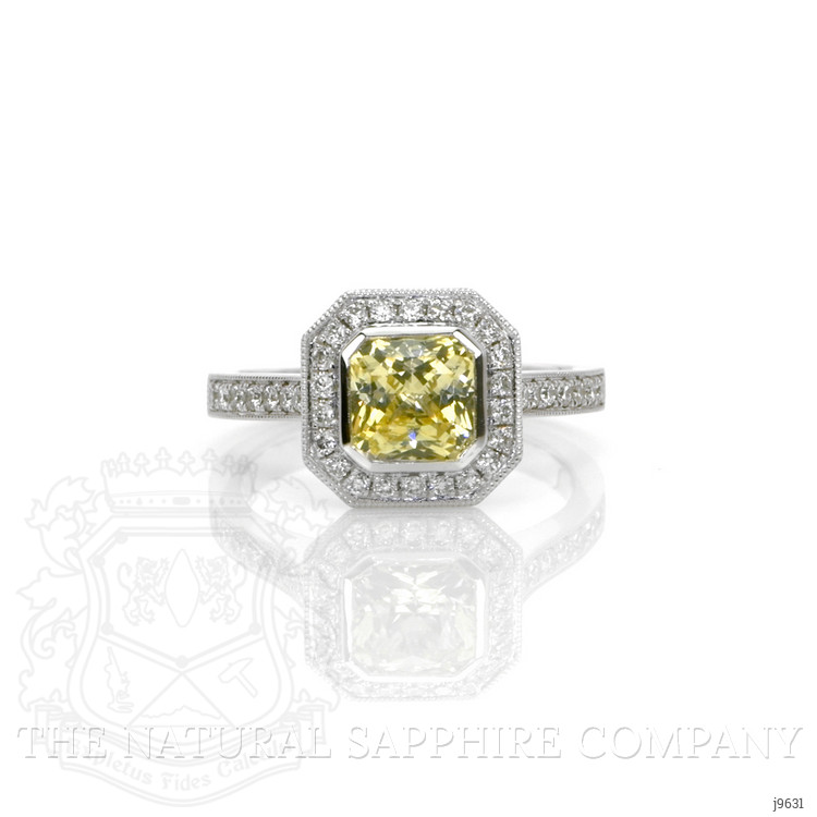 1.56 Ct. Yellow Sapphire and Natural Diamond Pave Ring, Platinum 950