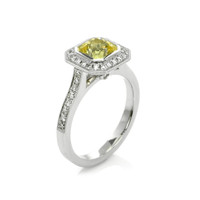 1.56 Ct. Yellow Sapphire and Natural Diamond Pave Ring, Platinum 950 Image