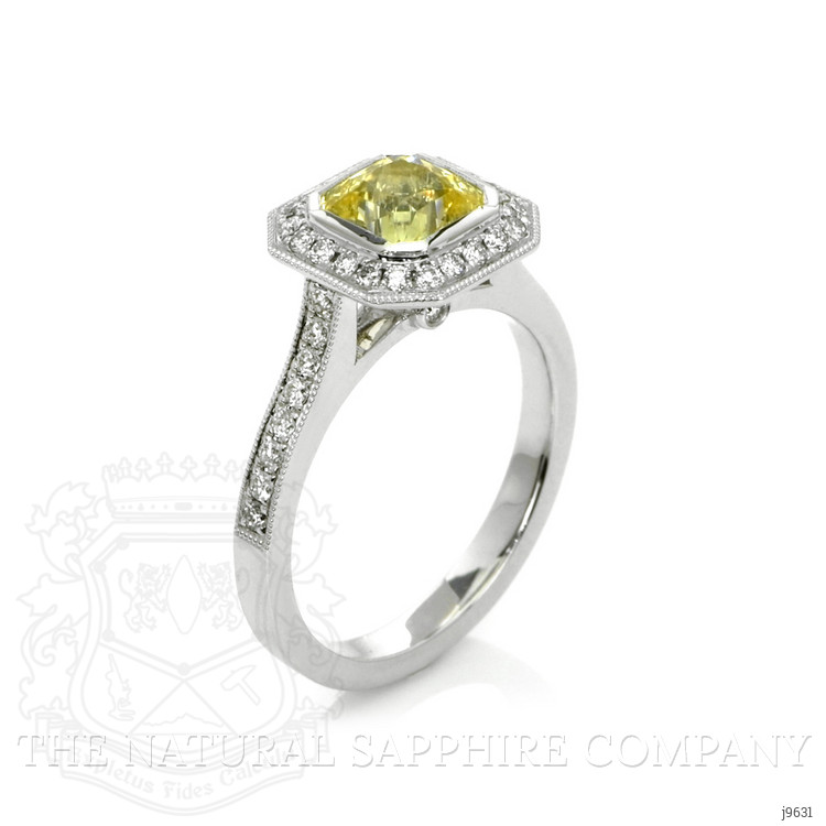 1.56 Ct. Yellow Sapphire and Natural Diamond Pave Ring, Platinum 950