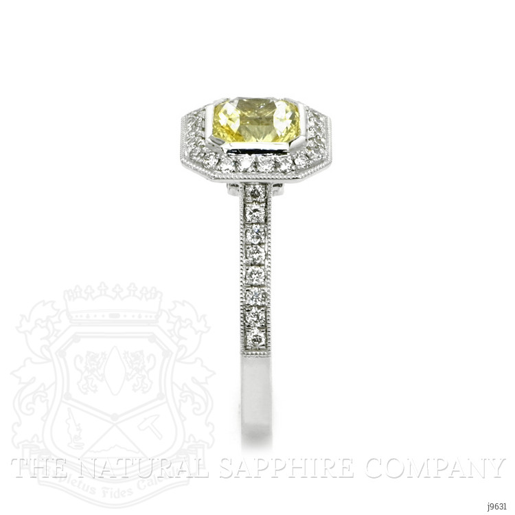1.56 Ct. Yellow Sapphire and Natural Diamond Pave Ring, Platinum 950